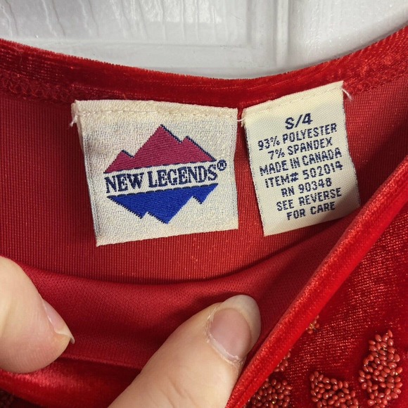 VTG Girls Velour Red Dress Size 4 Christmas Valentines Soft Slip On Short Sleeve - Picture 6 of 8